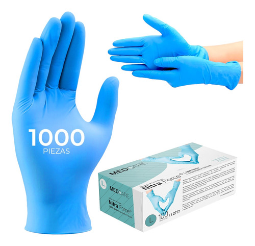 Guantes De Nitrilo Libres De Latex 1000 Pz Azul