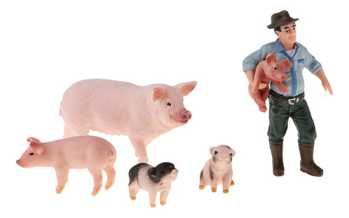 Cerdos Y Figuras De Granjeros - Figuras De Juguete De Granja