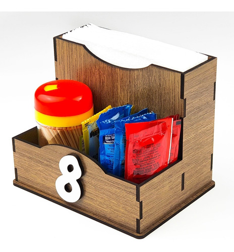Porta Guardanapo De Madeira Mdf Rústico Galheteiro Kit 10 Un