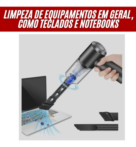 Mini Aspirador De Pó Portatil Recarregavel Automotivo 3 Em 1