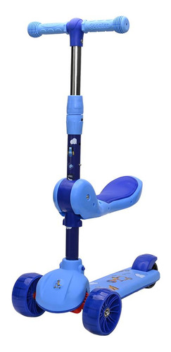 Patinete 2x1 Regulável Azul Música E Luz Led Zippy Toys N/A