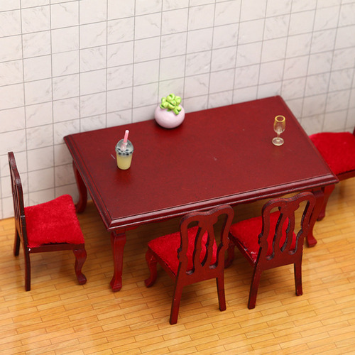 Casa De Muñecas De Madera, Silla De Mesa En Colocar
