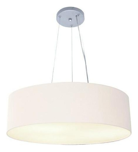 Lustre Pendente Cilíndrico Md-4029 Cúpula em Tecido 60x15cm Branco - Bivolt