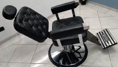 Cadeira De Barbeiro Dubai Encosto Reclinável Pé Redondo em
