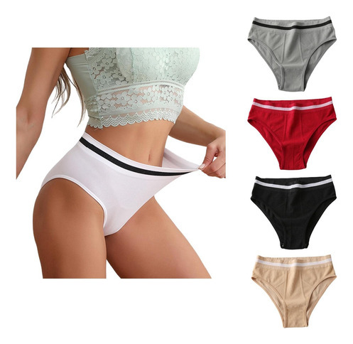 Ropa Interior De Algodón De Talle Alto Para Mujer