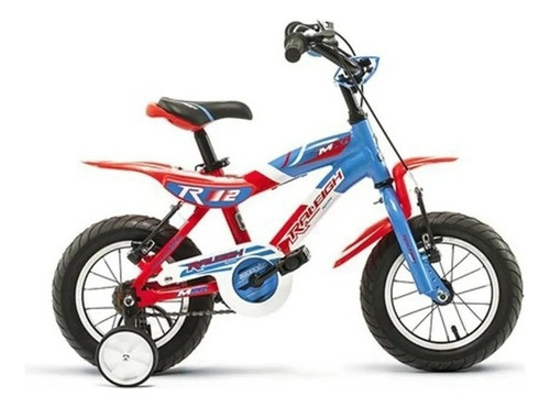 Bicicleta bmx freestyle infantil Raleigh MXR R12 1v frenos v-brakes color blanco/rojo/azul con ruedas de entrenamiento  