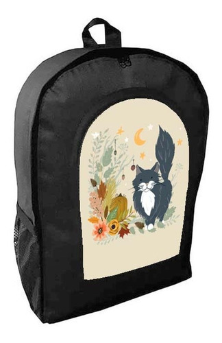 Mochila Negra Gatos Gatitos Adulto / Escolar D2