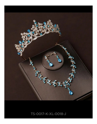 Tiara Corona Tocado Novia Boda Xv Años Collar Aretes