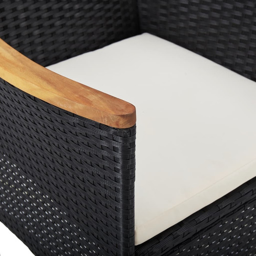 Sillas De Comedor De Jardín 2 Piezas Rattan Madera Negro