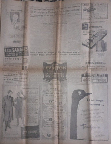 La Razón Del 11 De Junio De 1950 Fangio,marcilla, Peron (Usado)