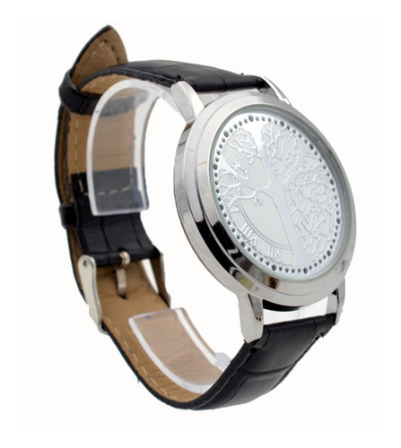 Excelente Reloj Led Touch-luz Caratula Árbol Hombre O Mujer Correa Negro 2/piel