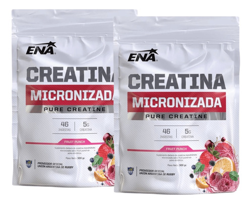 Pack X2 Creatina Micronizada 300 Grs Frutilla 