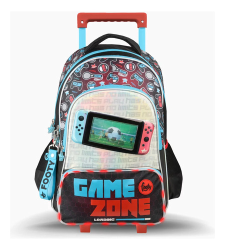 Mochila Escolar Carro 18 Pulgadas Game Zone Led Futbol Footy