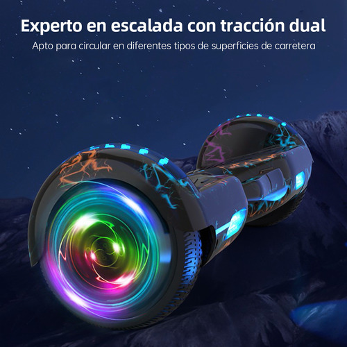 Hoverboard Skate Elétrico Patinete Preto 6.5 Led Bluetooth Cores