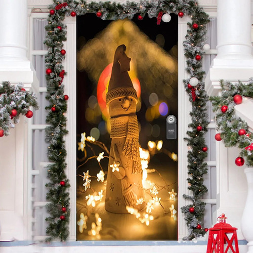 Decoración de cubierta de puerta navideña Cubierta de puerta navideña color D