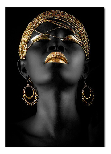 Arte De Pared Africano Con Impresión En Lienzo De Mujer Negr