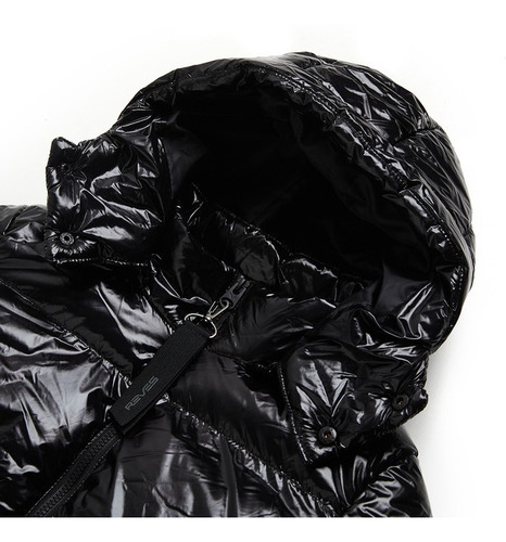 Imagen 7 de 10 de Campera Abrigo Reves Svart Mujer Moda Con Capucha Vinilica