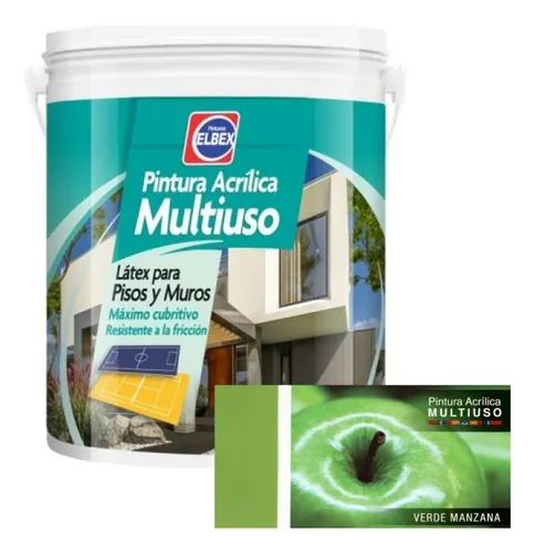 Pintura Pisos Acrilica Multiuso Elbex 1lt Verde Manzana Mate