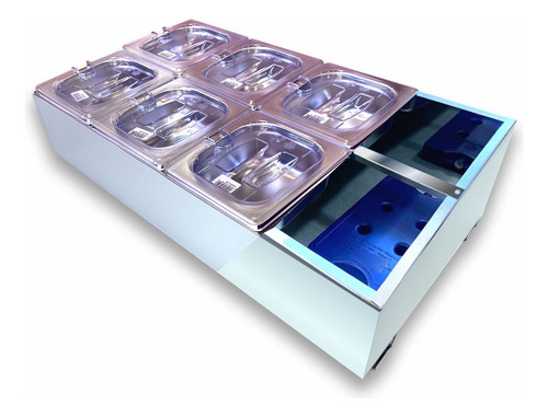 Condimentadora Central Refrigerada 8 Cubas Zepper Zpcnr08 cor Água