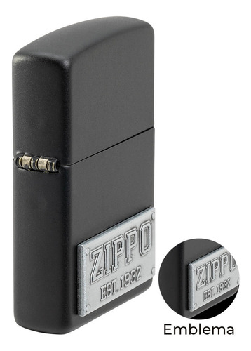 Encendedor Zippo Negro Emblema Zippo Since 1932