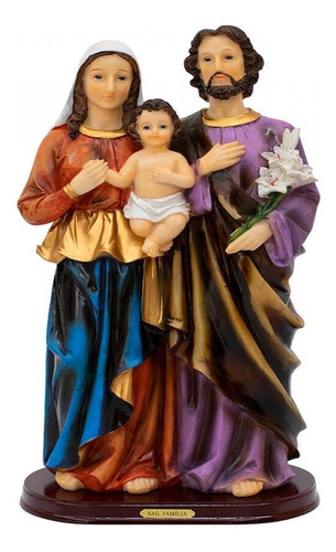 Sagrada Família Enfeite Religioso Católico De Resina 42 Cm Cor Azul