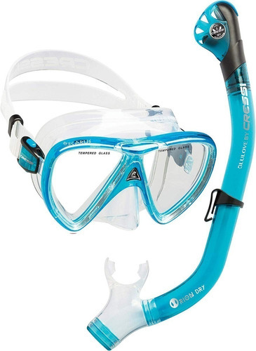 Combo Cressi Buceo Y Snorkeling Icarus & Orion Dry Color Azure