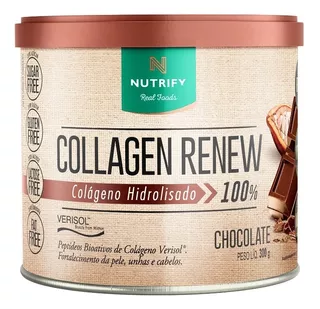 Suplemento em pó Nutrify Collagen Renew colágeno Collagen Renew sabor chocolate em pote de 300g
