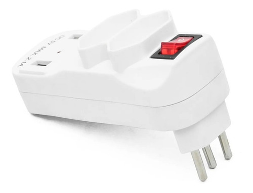 Imagem 4 de 5 de Adaptador 2 Tomada Padrão 10a Benjamim Duplo C/ 2 Portas Usb