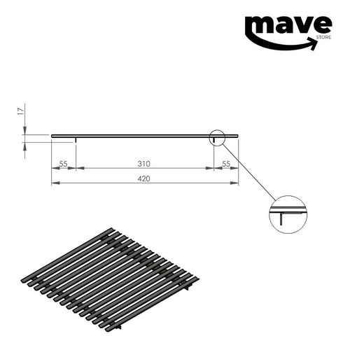 Grelha P/churrasco 42x41 Tipo Parrilla Em Inox 304