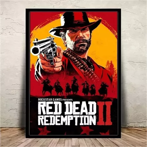 Quadro decorativo com moldura e vidro Red Dead Redemption 2 mapa