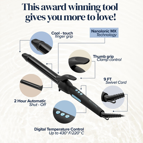 Rizador Bio Ionic Long Barrel, Tecnología De Calor Con