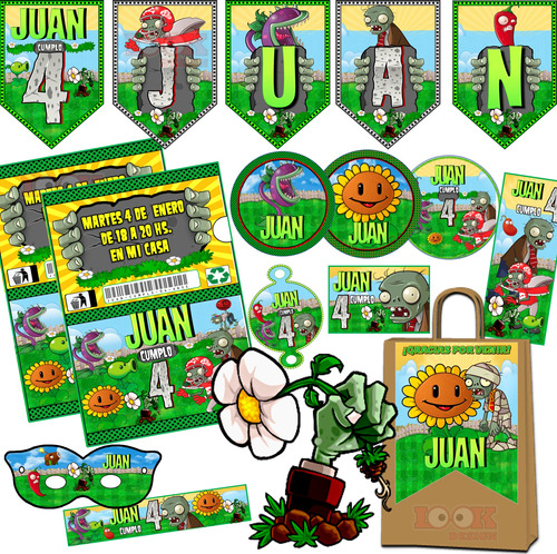 Kit Imprimible Candybar Plantas Vs Zombie Personalizado 