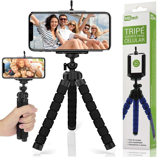 Tripé Com Suporte Flexível Celular Câmera Selfie Foto Vídeo