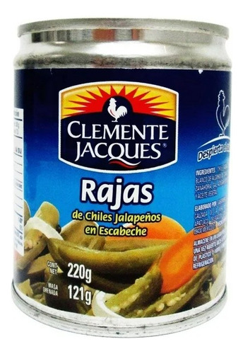 Chiles Jalapeños Clemente Jacques Rajas En Escabeche 220 G