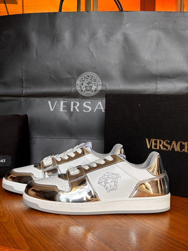 Tenis Versace Hombre Talla 8 Mex Color Blanco Con Plata