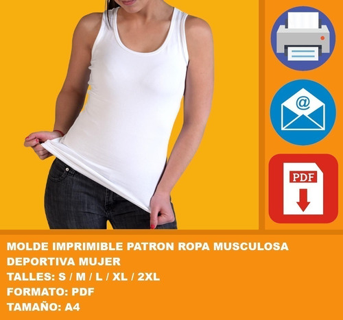 Molde Imprimible Patron Ropa Musculosa Deportiva Mujer 2x1