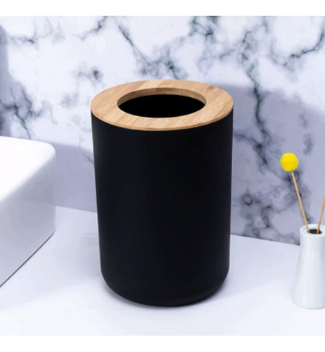 Imagen 8 de 10 de Set De Baño Estilo Nórdico 6 Piezas Madera Y Plástico
