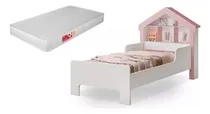 Comprar Cama Solteiro Infantil Casinha Princesa Com Colchão Cristal Quarto De Criança Com Nicho Organizador E Prateleira Em Mdf