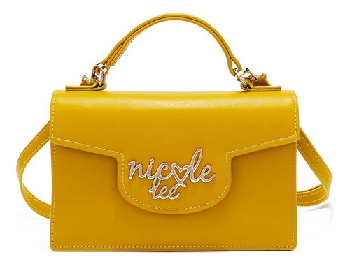 Bolsa Cruzada Nicole Lee Con Placa Y Solapa Ss22 Color Avocado