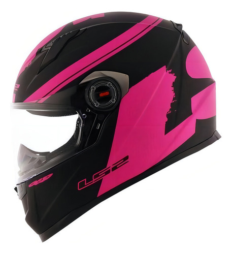 Capacete Ls2 Ff358 Fluo Matte Black Pink Preto Rosa Fosco
