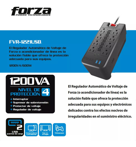 Forza  Regulador Automático De Voltaje Fvr1221usb