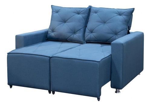 Sofá Retrátil 2 Lugares Bariloche 1.50cm Star Confort Cor Azul Linho