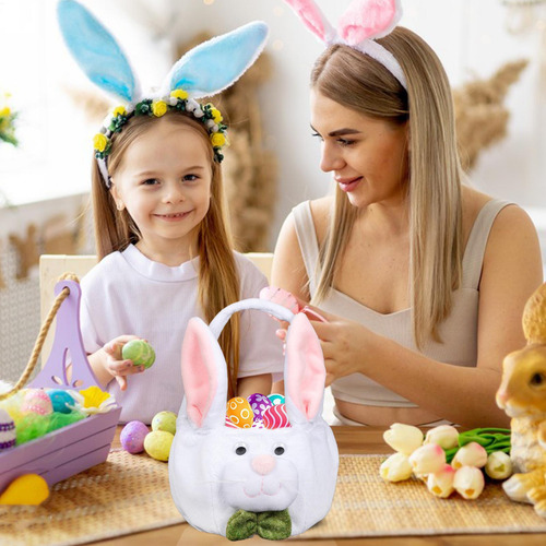 Cesta De Conejito De Peluche Cesta De Pascua Para Niños