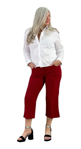 Pantalon Capri Pescador De Vestir Mujer Semi Elastizado 