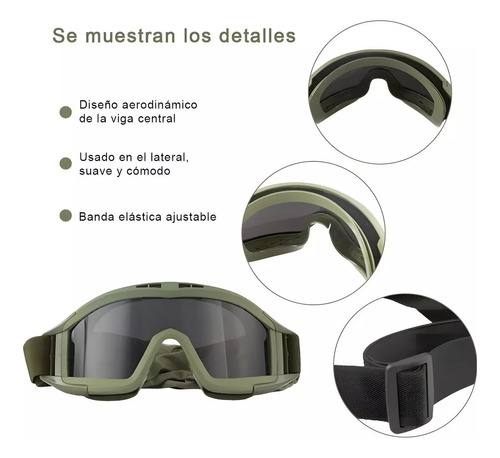 Policia Careta Gafas Goggle Militar Táctico Lentes Color Verde