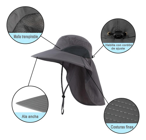Sombrero De Sol De Ala Ancha Gorro De Pesca Transpirable De