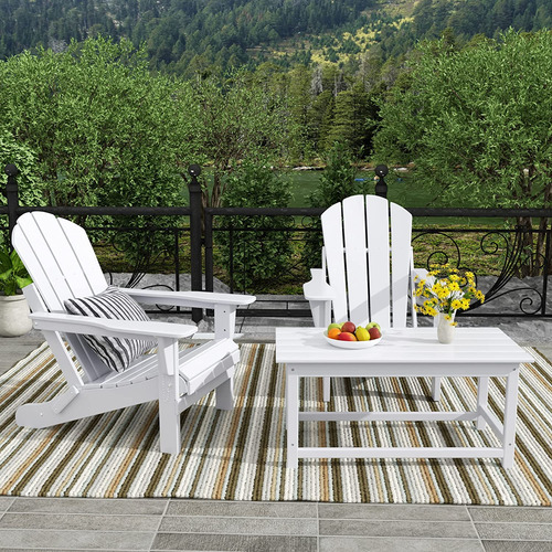 Mesa De Jardín De Madera De Polietileno Blanco Marfil