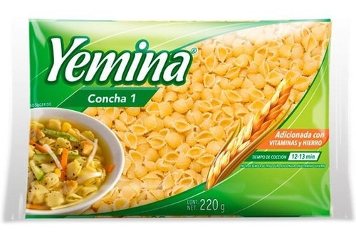  Pack De 24 Sopas Para Pasta Yemina  Concha #1  200 Gr