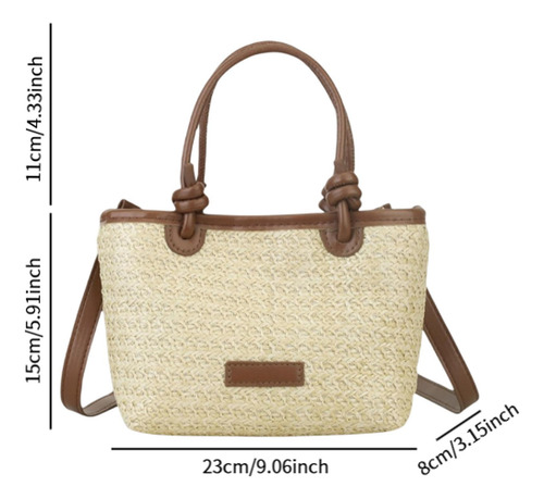 Bolso De Playa De Paja, Regalo Para Damas, Bolso Caqui