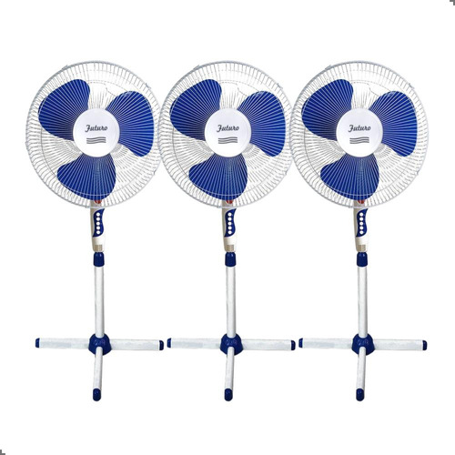 Kit 3 Ventilador Coluna 40cm B/azul 42w 1,30m 127v 123util